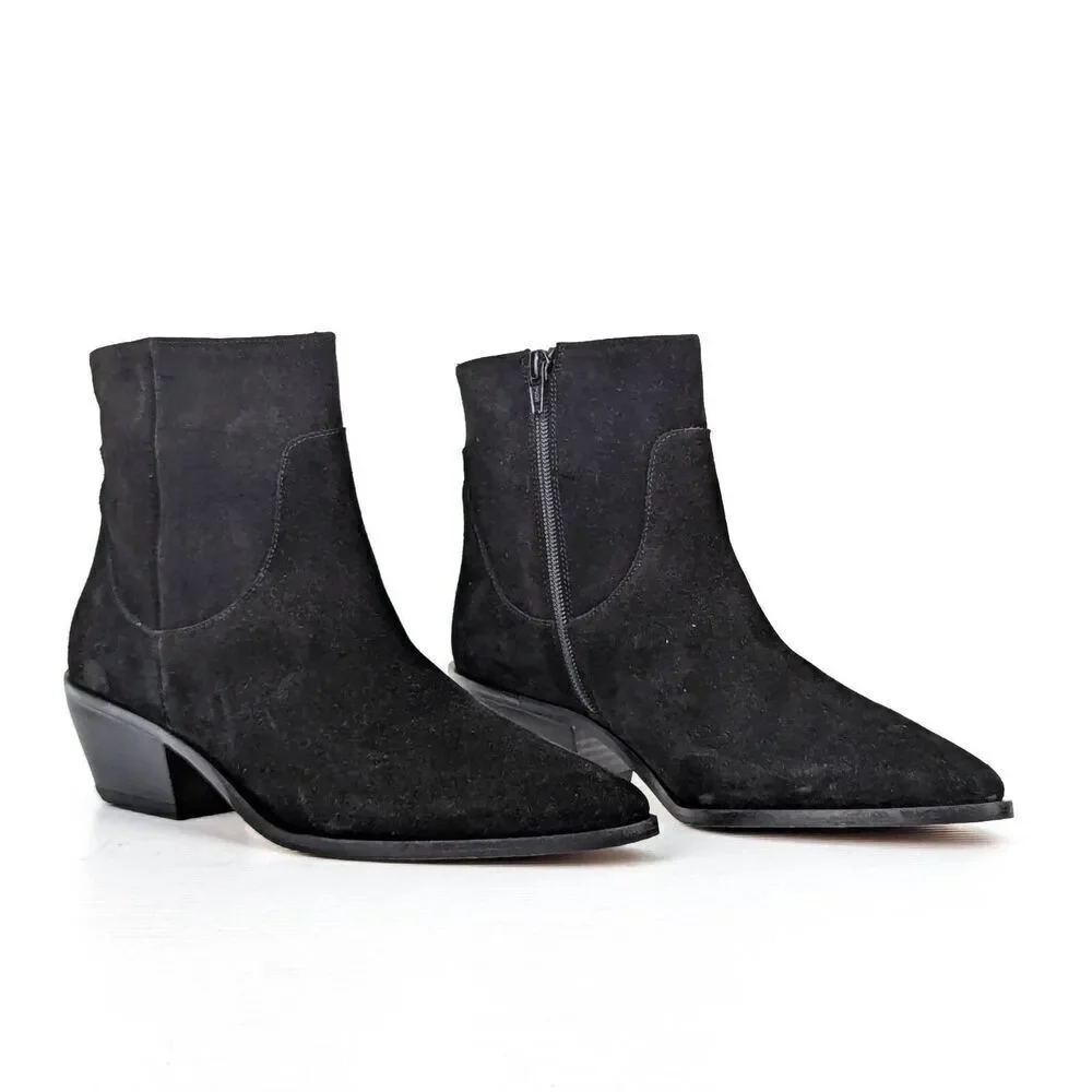 Bruno Magli Women Fabiana Black Suede Dress Office Ankle Boots 39.5 US 9.5